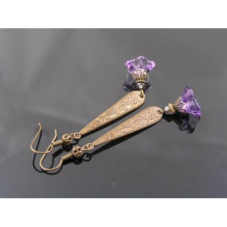 Purple deals flower earrings